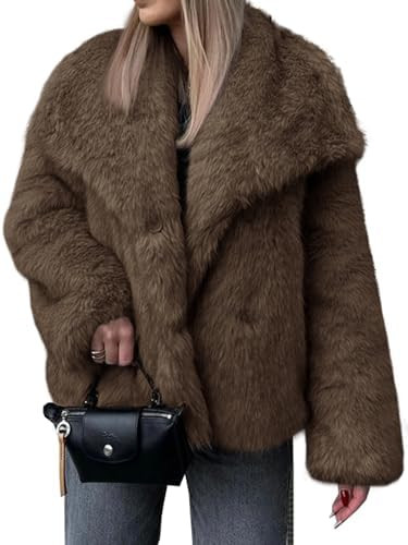 Cicy Bell Womens Faux Fur Coat Winter Shaggy Casual Oversized Lapel Jackets Warm Fuzzy Outerwear | Amazon (US)