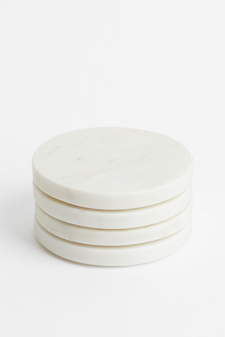 H & M - 4-pack Marble Coasters - White | H&M (US + CA)