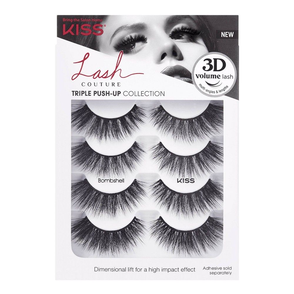 Kiss Lash Couture Triple Push-Up Fake Eyelashes - Bombshell - 4 Pairs | Target