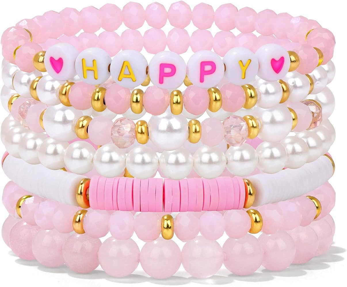 GolbalJew Stackable Beaded Bracelets for Girls Women Christmas Gifts Halloween Stretch Crystal Pe... | Amazon (US)