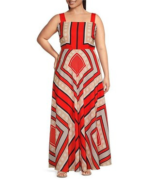 Eliza J Plus Size Scarf Printed Maxi Sundress | Dillard's | Dillard's