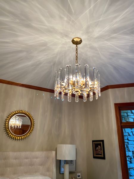 This chandelier adds sparkle to our guest bedroom and would be beautiful in any space in your home. Update your home for the holidays! 
kimbentley, home decor, bedroom lighting, chandelier, 

#LTKstyletip #LTKhome #LTKsalealert