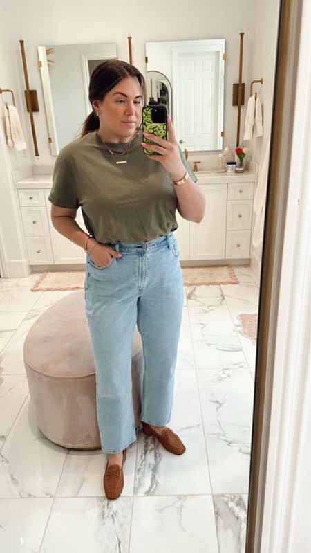 curvy casual every day spring look! wearing size xl in t-shirt bodysuit and size 32 in light wash denim 

#LTKmidsize #LTKfindsunder100 #LTKSeasonal