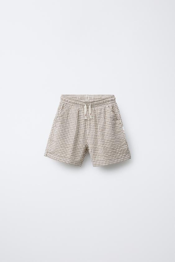 TEXTURED GINGHAM SHORTS | Zara US