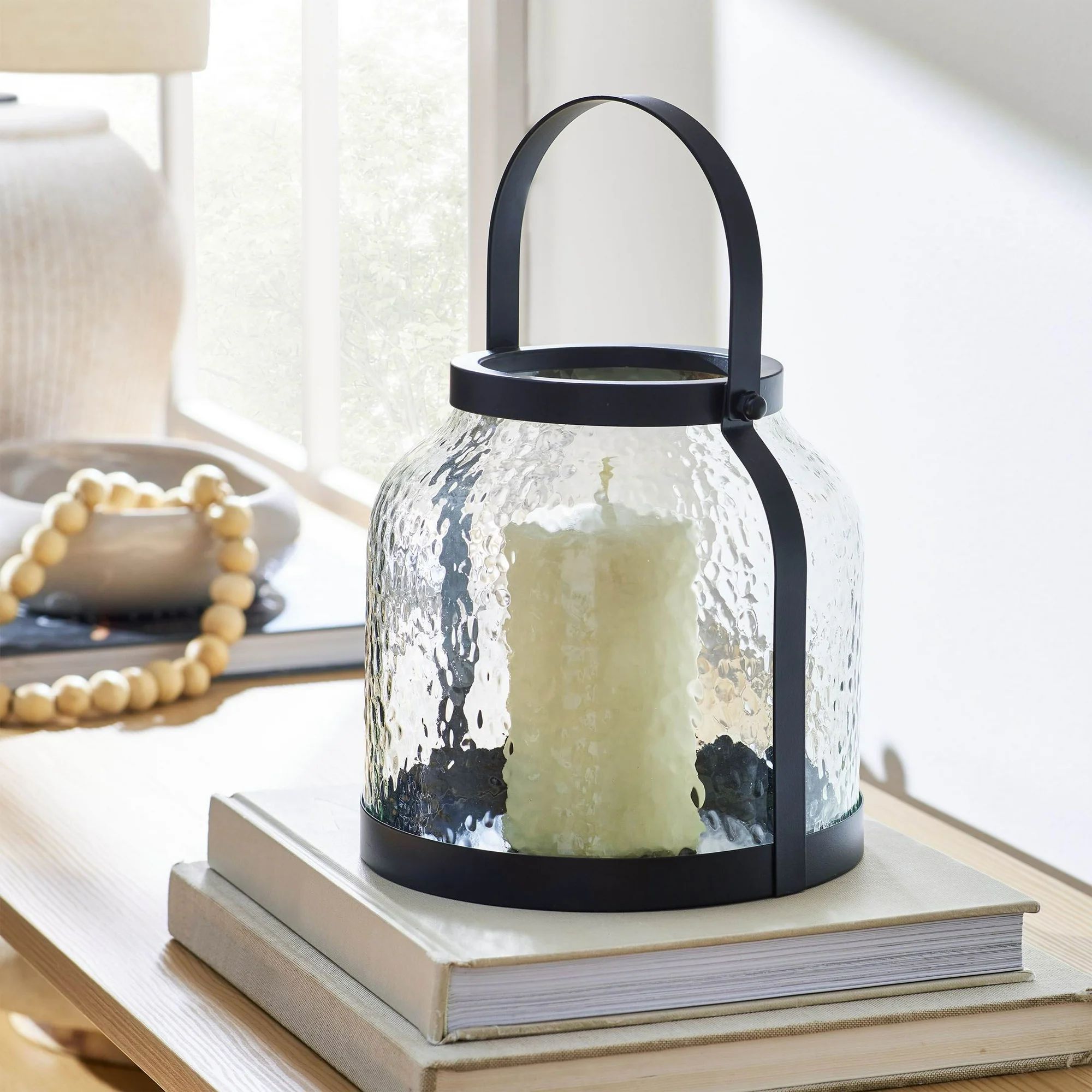 BHG Black Glass Hammered Lantern S | Walmart (US)