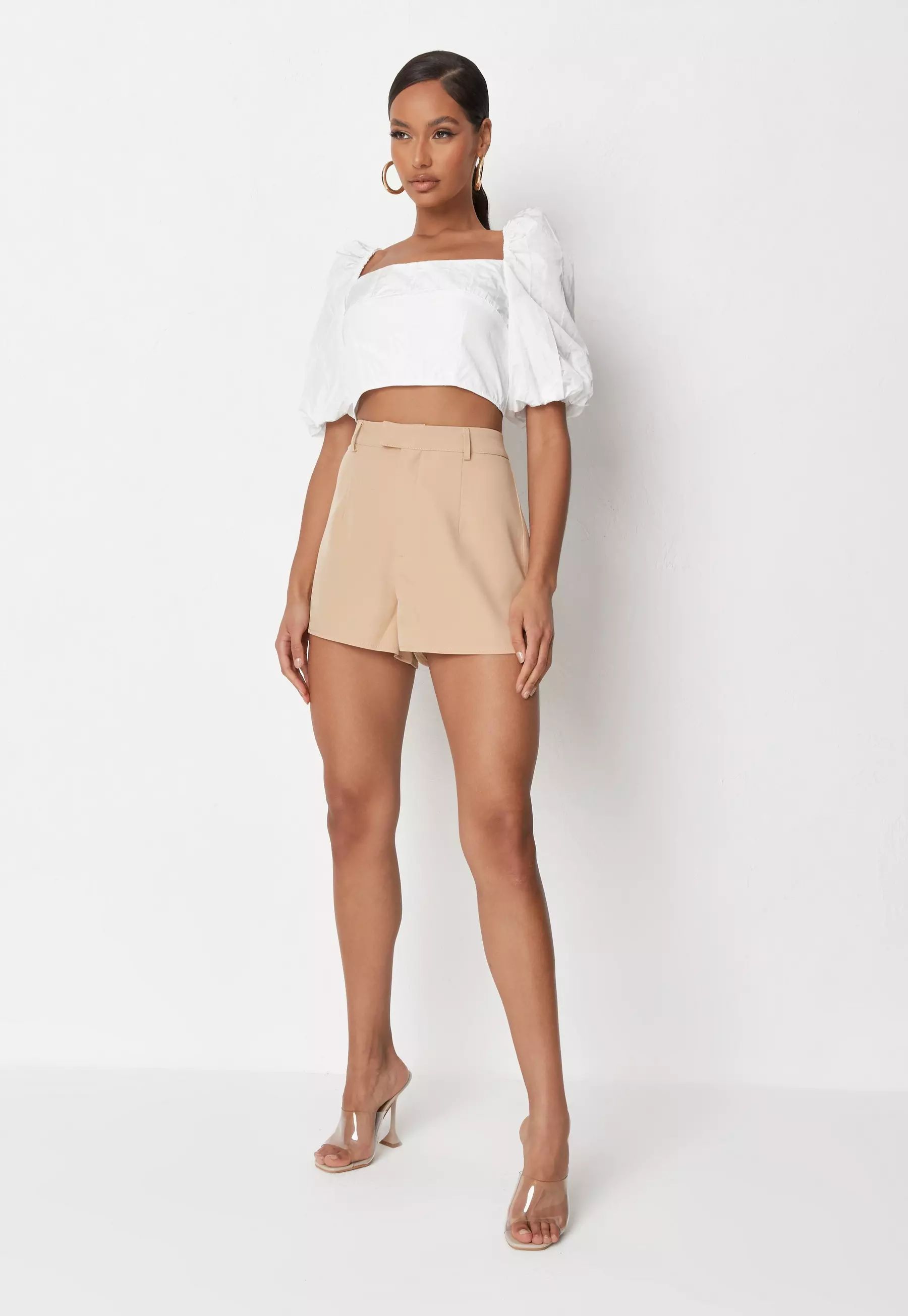 Missguided - Sand High Cut Tailored Shorts | Missguided (UK & IE)