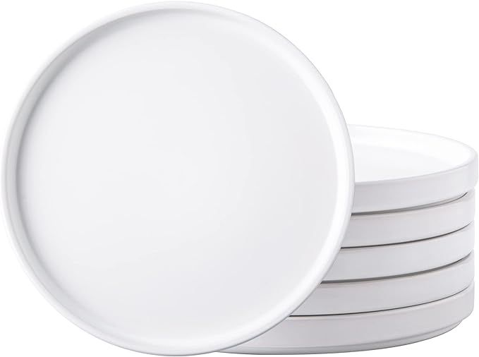 AmorArc Ceramic Dinner Plates Set of 6, 10.0 Inch Matte Stoneware Plates for Kitchen,Modern Flat ... | Amazon (US)