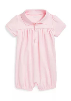 Ralph Lauren Childrenswear Baby Girls Cotton Interlock Polo Bubble Shortall | Belk