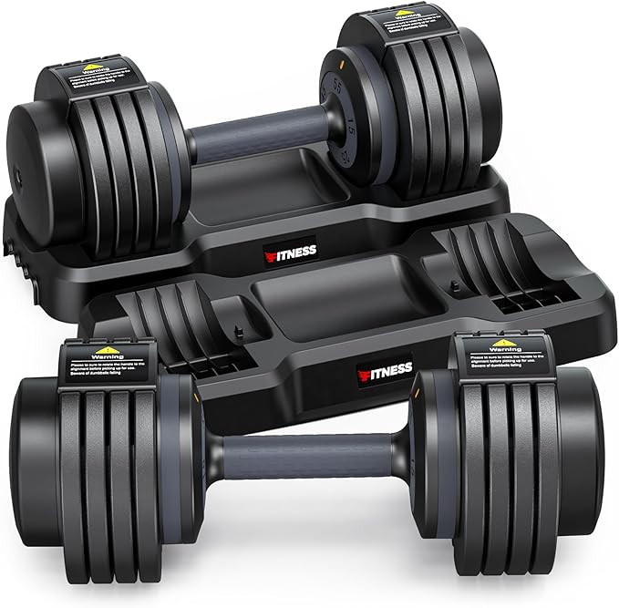 XDDIAS Adjustable Dumbbells set,5LB to 55LB Dumbbells for Home Gym Equipment 5 in1 Quickly Adjust... | Amazon (US)