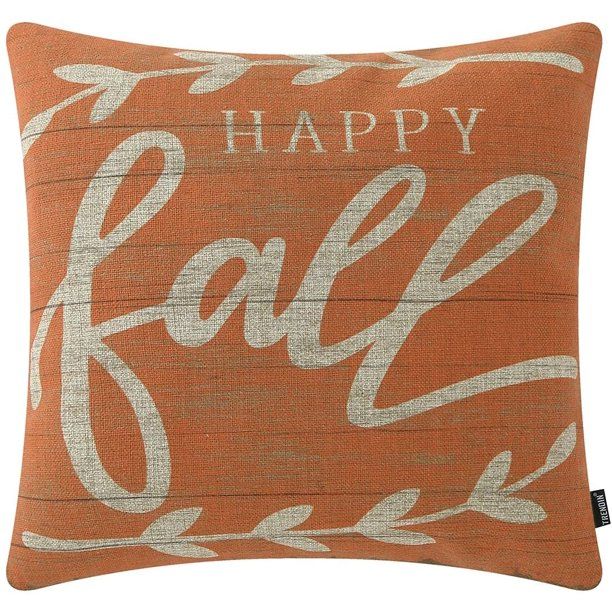TRENDIN Outdoor Fall Pillow Covers 18x18 inches Happy Fall Porch Decor Orange Square Decorative T... | Walmart (US)