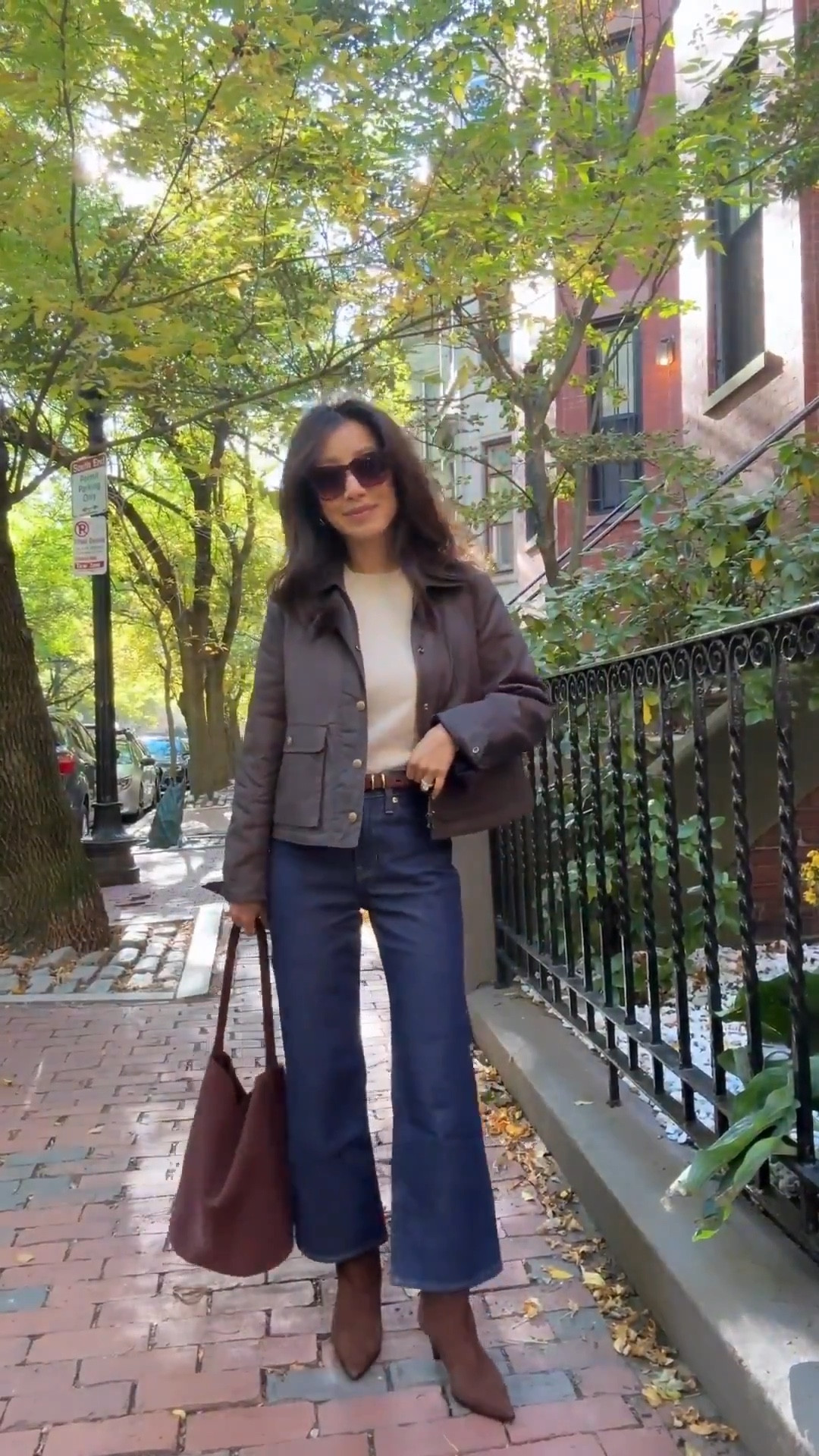 J. Crew swingy barn jacket and outfit currently on sale for Black Friday!

• Cropped barn jacket xxs – this is a wider swingy fit. Lightweight but quilted for warmth, has a corduroy collar and pleated back

• Slim wide jeans 24 petite - waist is a little roomy. Love the cut very versatile with different shoes 

I also have the corduroy version in 24 regular for a full length that i wear with flats! 

• Perfect cashmere crewneck sweater xxs - slim fit. This is a classic I’ve owned for years in this color. I machine wash cold delicates then air dry, note it does shrink a little after washing so I could’ve sized up to account for that.   

• Berkeley suede bucket bag

• Stevie suede ankle boots 5H

• Suede belt xs

Fall outfit ideas, easy casual style, petite friendly style, fall jackets

#LTKCyberWeek #LTKPetite #LTKSeasonal