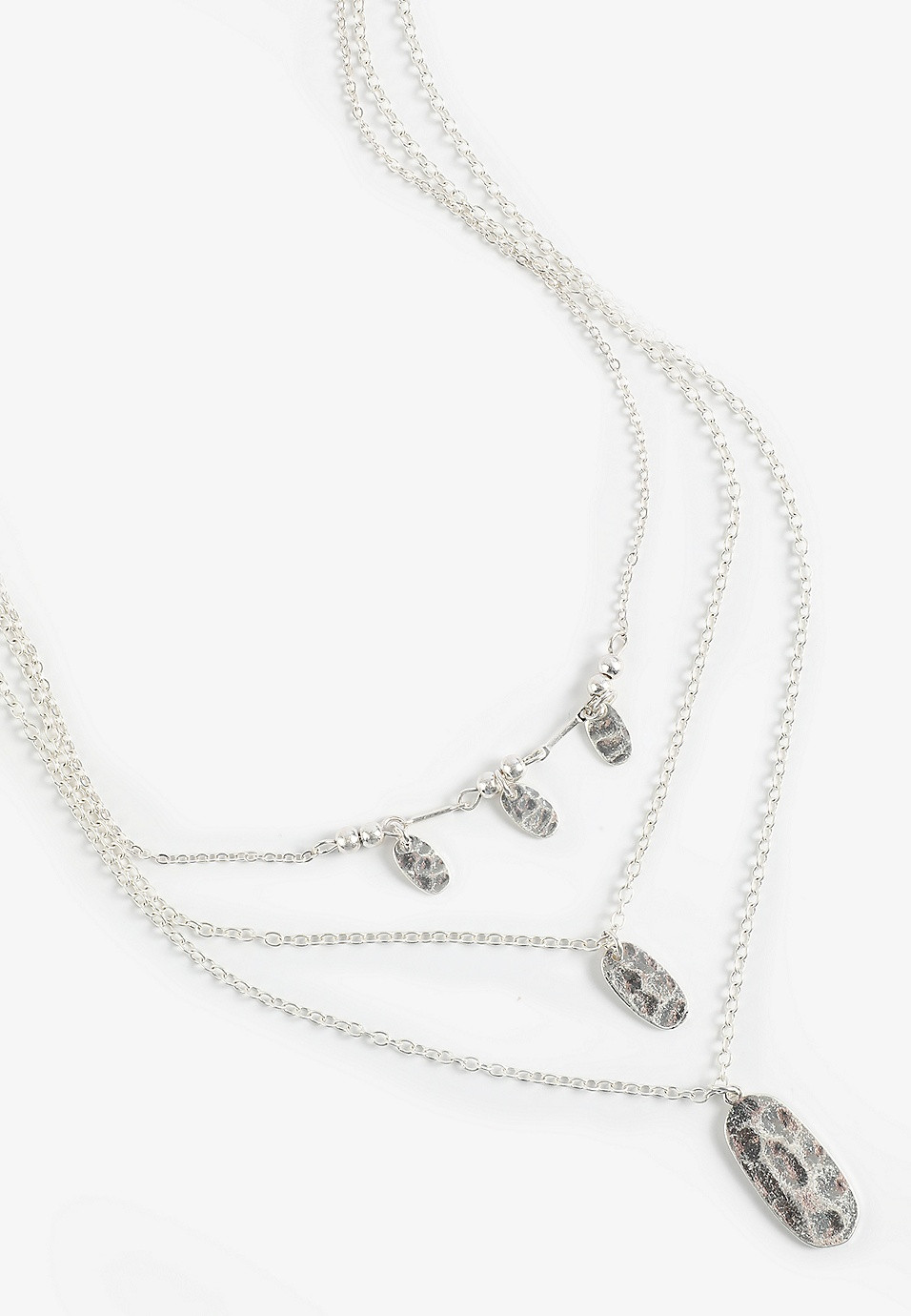 Hammered Silver Layered Necklace | Maurices