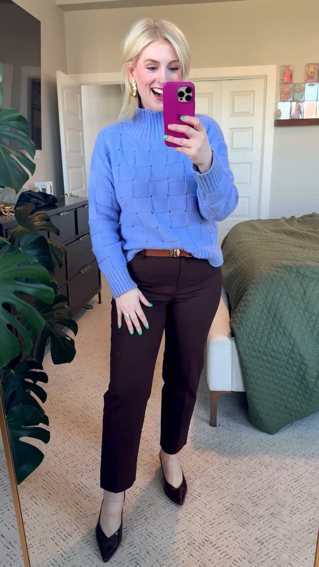 Blue + brown is having a moment and I’m not mad about it 💙🤎 Easy outfit that looks a little more put together than it actually is. This sweater is so good and the pants are that perfect tailored fit. I’ll link everything!

#LTKWorkwear #LTKMidsize #LTKootd