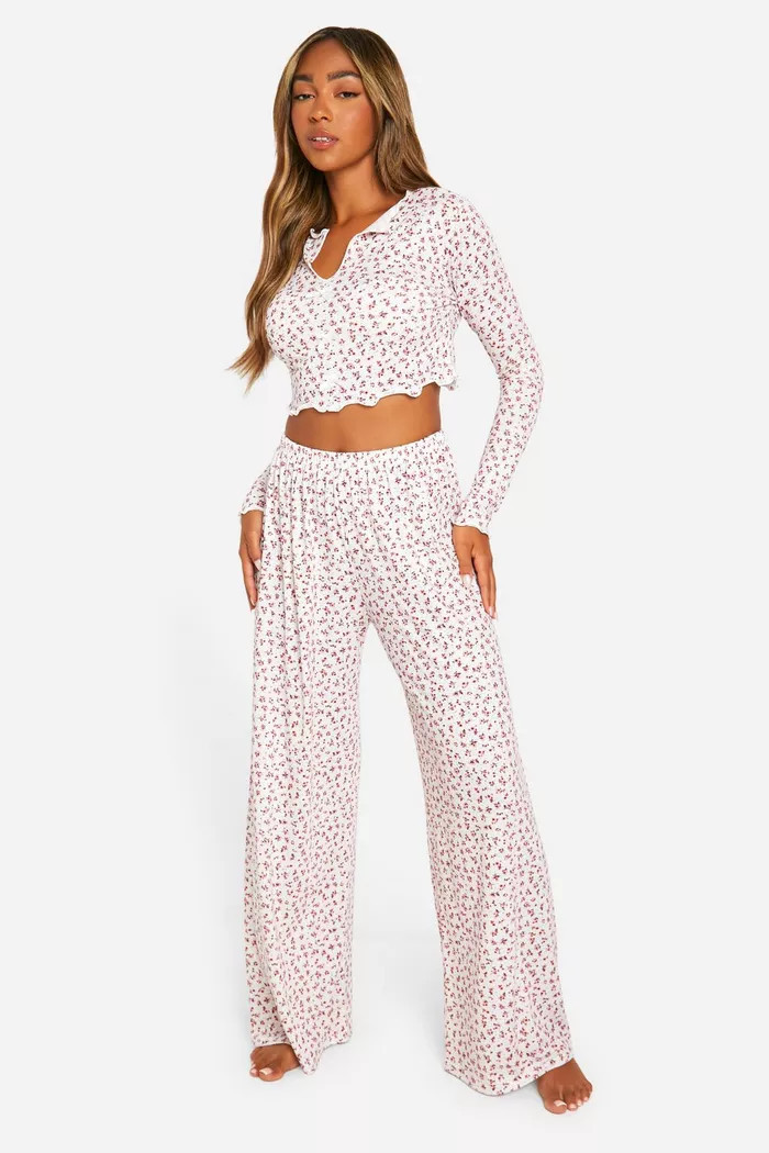 Ditsy Print Top And Trouser Pj Set | boohoo (US & Canada)