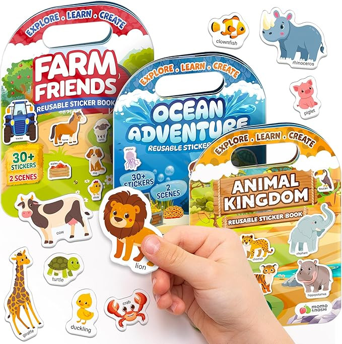 Reusable Sticker Books for Toddlers 2-4 Years, Kids 1-3 - 100+ Jelly Puffy Stickers for Kids, Sti... | Amazon (US)