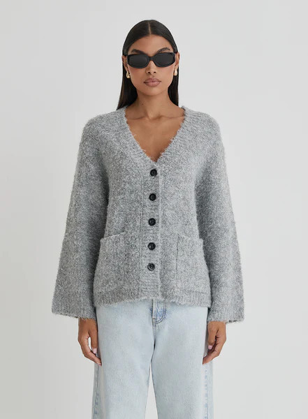 Grey Brushed Knit Cardigan- Lidia | 4th & Reckless
