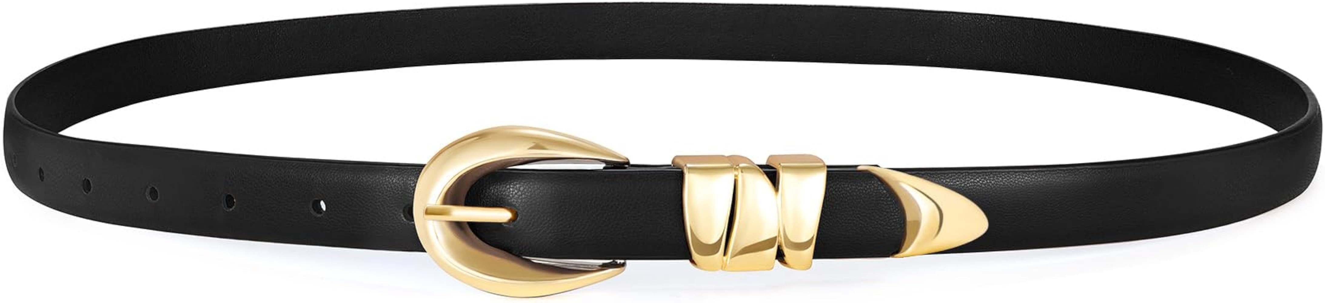 XZQTIVE Women's Skinny Leather Belts Ladies Thin Waist Belts for Jeans Dress Pants Trendy Black B... | Amazon (US)