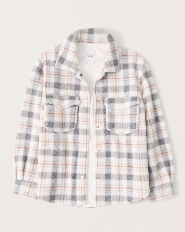 Women's Sherpa Shirt Jacket | Women's Tops | Abercrombie.com | Abercrombie & Fitch (US)