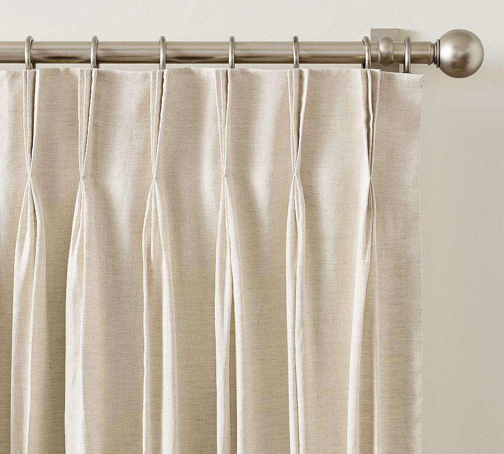 Belgian Flax Linen Triple Pinch Pleat Blackout Curtain | Pottery Barn (US)