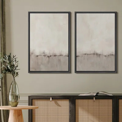 Duotone Tan Abstract Landscape Minimalist Neutral Framed Canvas 2 Pieces Print Modern Artworks | Wayfair North America