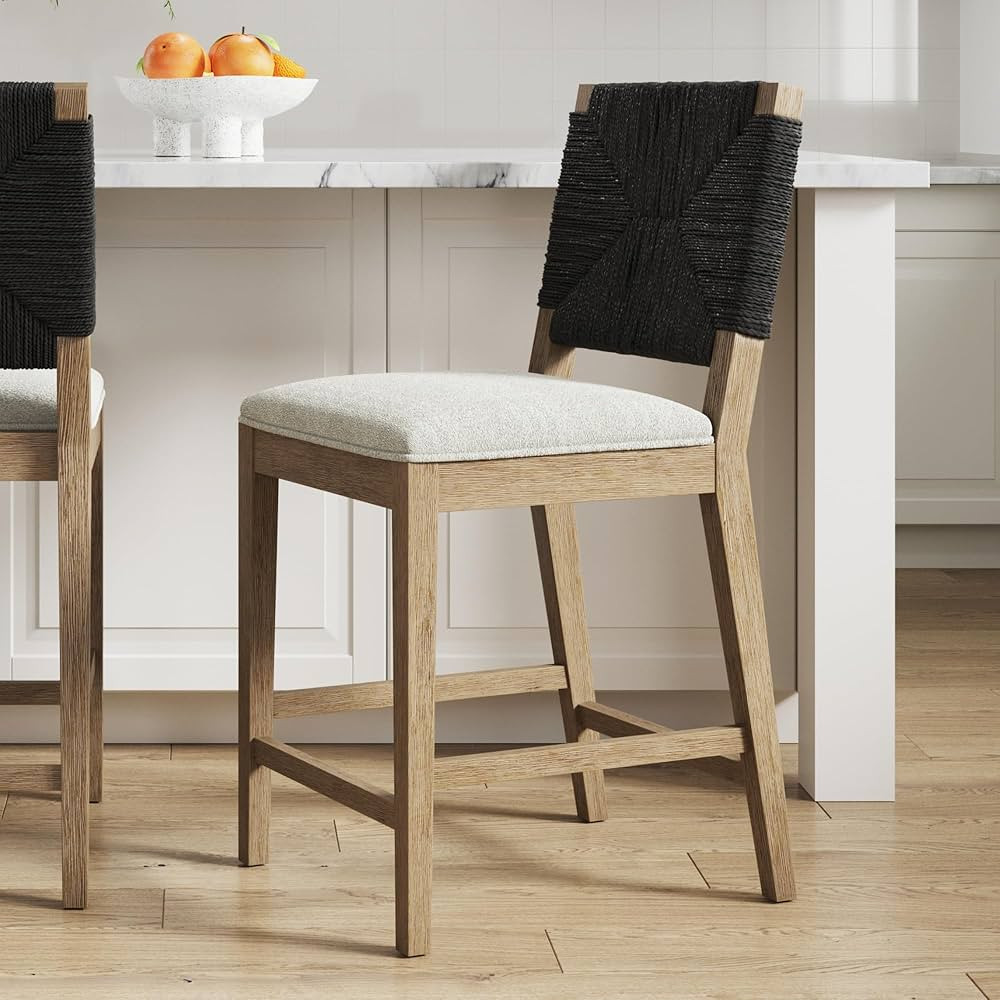 Nathan James Beacon Bohemian Boucle Bar Stool, Upholstered Bar Stool or Island Chairs for Kitchen... | Amazon (US)