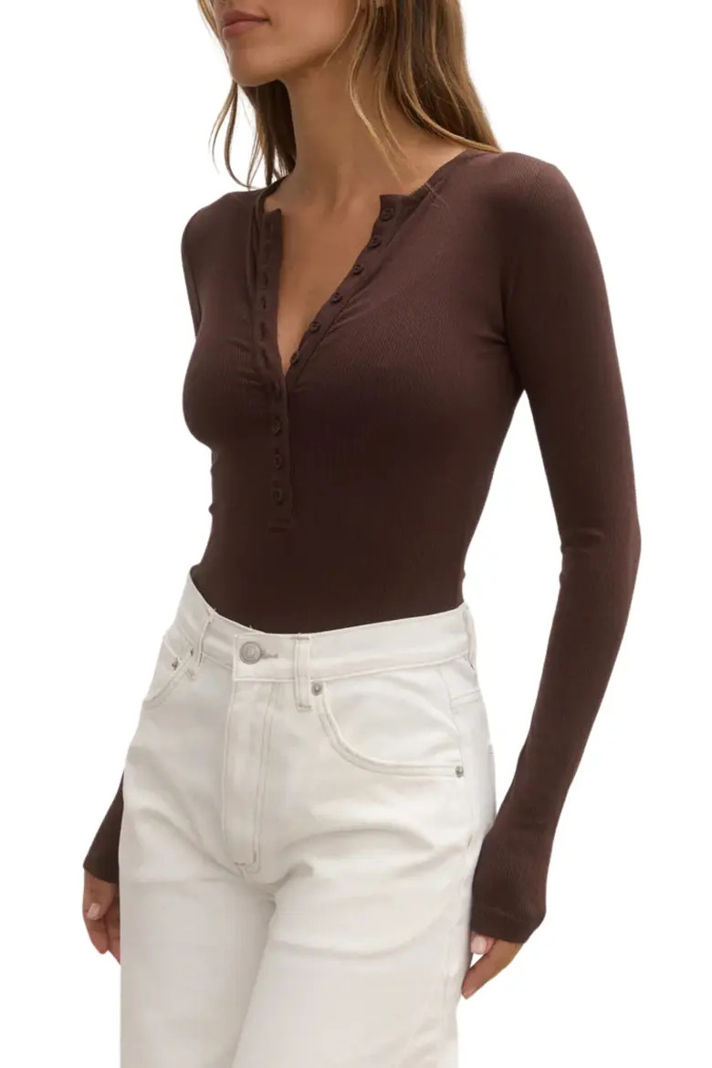 Bayse Lara Rib Henley Bodysuit (Women) | Nordstrom | Nordstrom