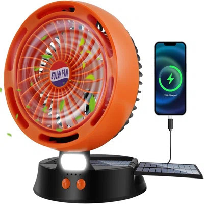 10400Mah Solar Camping Fan With LED Lantern, Rechargeable Portable Fan With 5W Solar Panel, Battery Operated Personal Fan For Outside Picnic, Fishing, | Wayfair North America