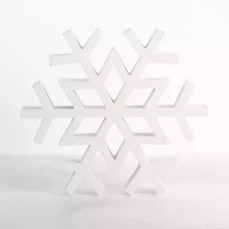 White Wooden Snowflake Figurine, 10 in. | Kirkland's Home