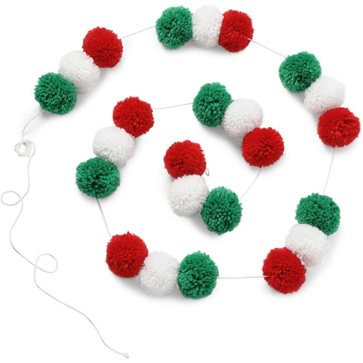 Blue Panda Wool Pom Pom Garland Decor for Christmas Party Wall Decor (Red, White, Green, 10 Feet) | Target