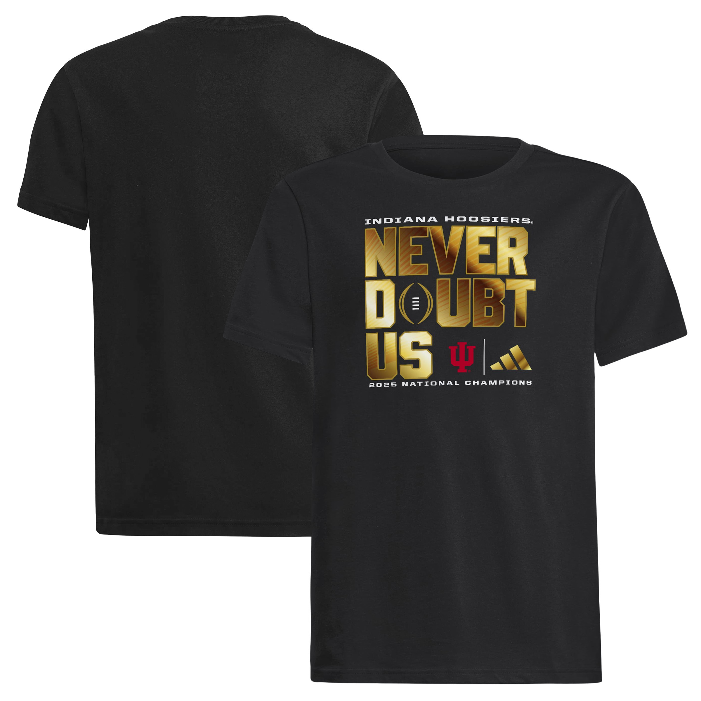 Youth adidas Black Indiana Hoosiers College Football Playoff 2025 National Champions On Field Celebration T-Shirt | Fanatics