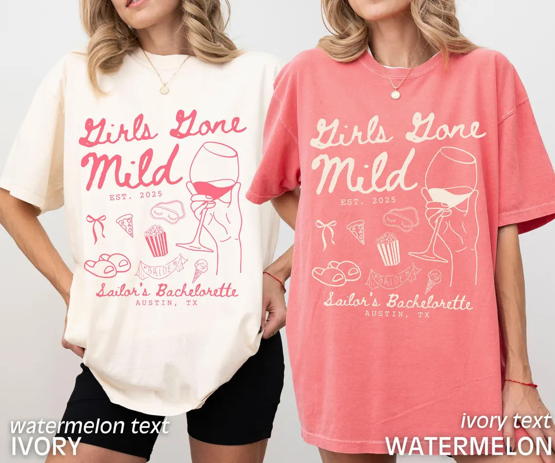 Custom Bachelorette Party Shirts Girls Gone Mild Slumber Party Bachelorette Spa Bachelorette Girl... | Etsy (US)