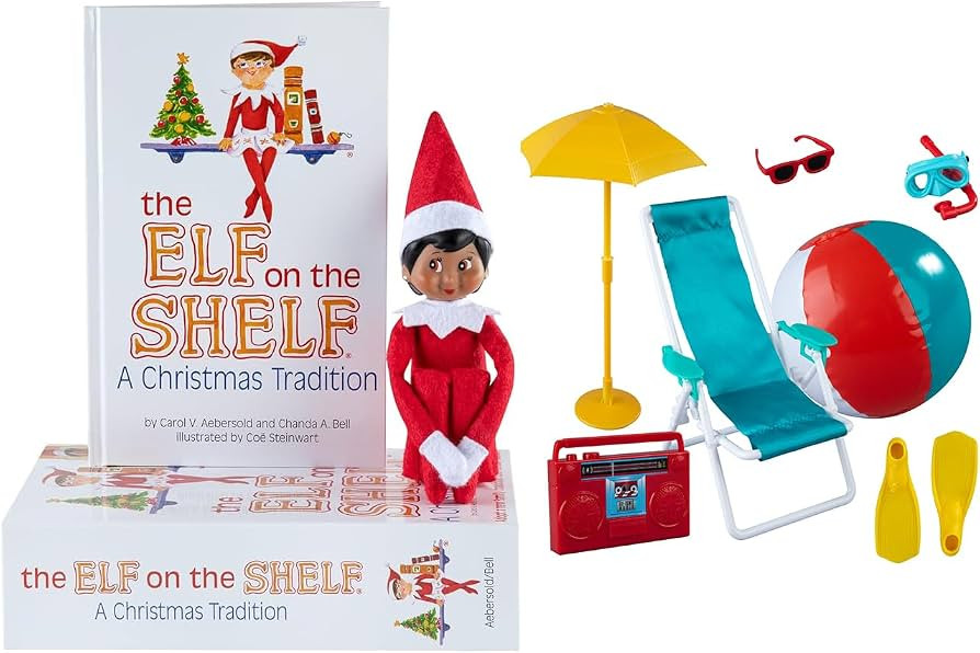 The Elf on the Shelf® Brown Eyed Girl & Polar Props™  Beach Vacation Set | Amazon (US)