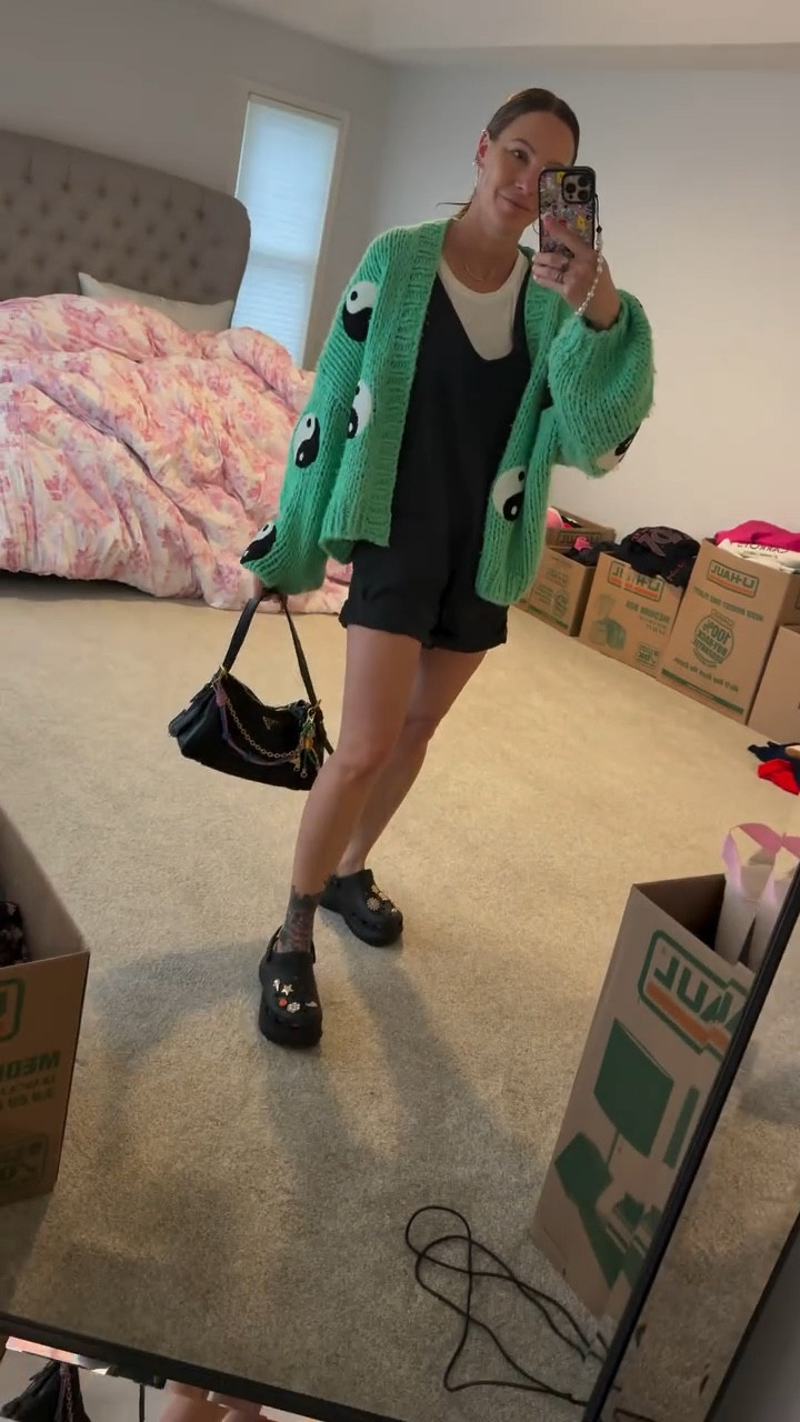 Ootd! Love this cardigan from a dresses in lala! Romper is free people- size small. Shoes are crocs decorated by me

Casual ootd 

#LTKOver40 #LTKStyleTip #LTKSummerEdit