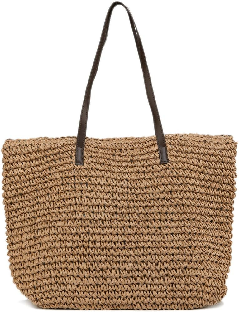 ILISHOP Women's Classic Woven Straw Tote Summer Beach Weaving Handbag Shoulder Bag | Amazon (US)