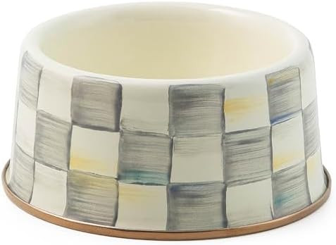 MACKENZIE-CHILDS Pet Bowl, Cute Cat and Dog Bowl for Food and Water, Gray-and-White Sterling Chec... | Amazon (US)