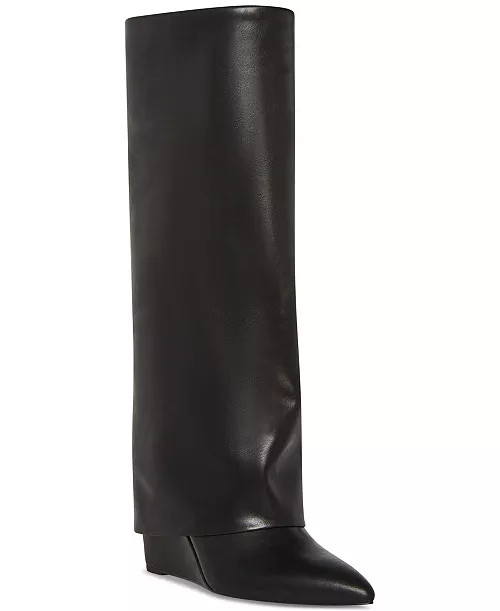 Madden Girl Evander Fold-Over Cuffed Knee High Wedge Dress Boots - Macy's | Macy's