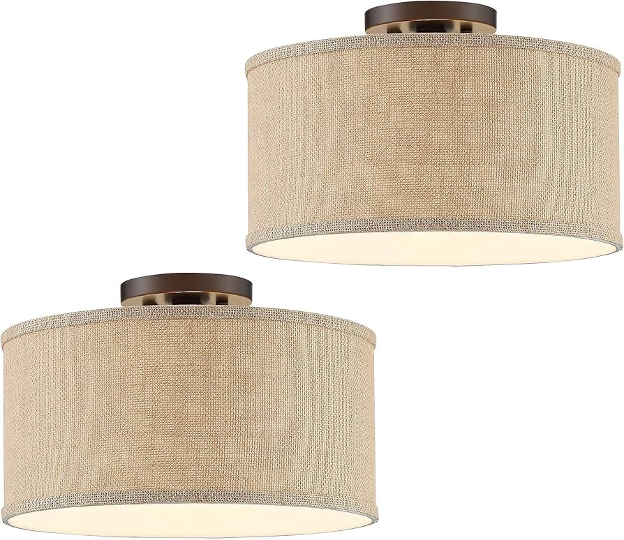 360 Lighting Adams Rustic Farmhouse Country Cottage Close to Ceiling Light Semi Flush Mount Fixtu... | Amazon (US)