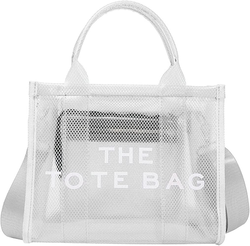 Clear Tote Bag for Women, Plastic Tote Bag Crossbody Beach Bag PVC Travel Bag - Game Day Bag- Dupe  | Amazon (US)