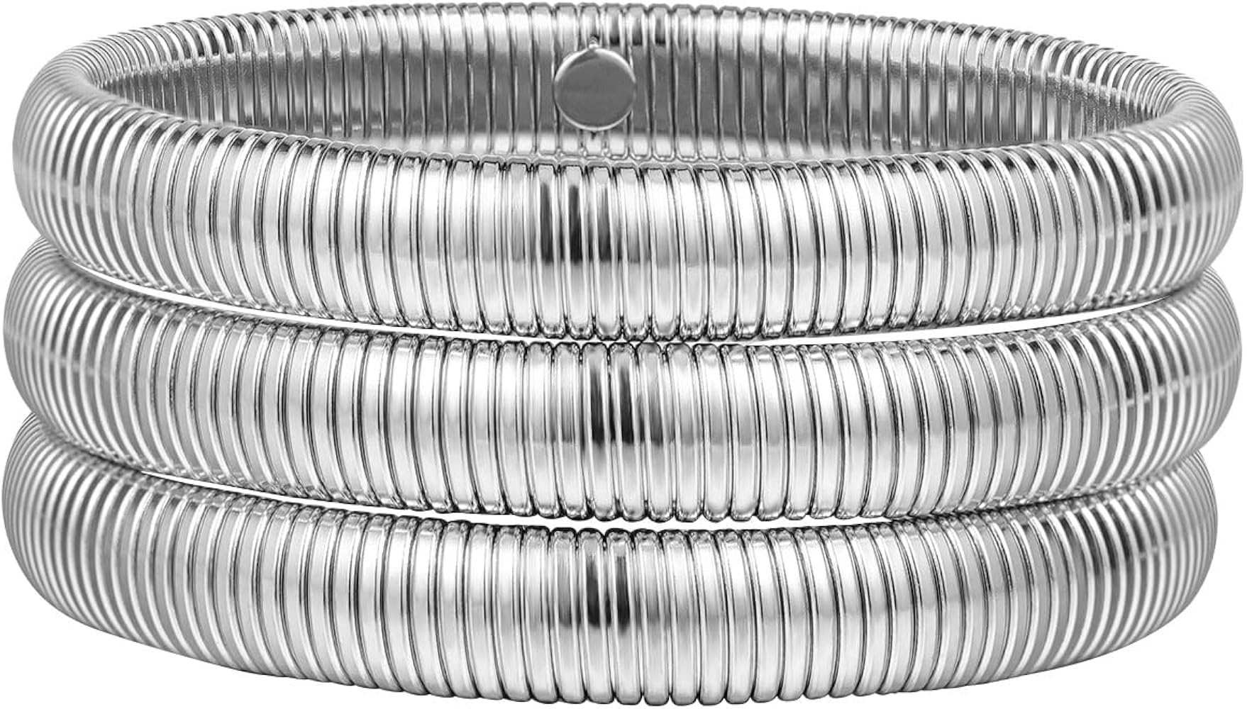 Gold Bangles Bracelet Set for Women, 18K Gold Plated Chunky Stainless Steel Non Tarnish Stretch B... | Amazon (US)