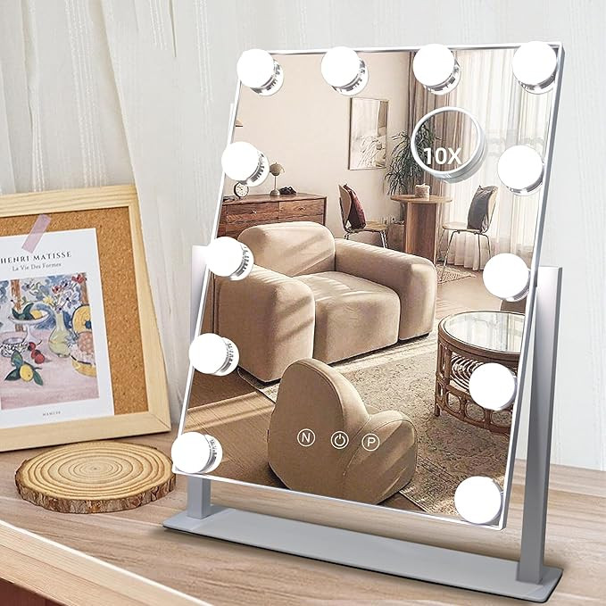 Hollywood Vanity Mirror with Lights, 12 Dimmable LED Bulbs Lighted Makeup Mirror with Detachable ... | Amazon (US)