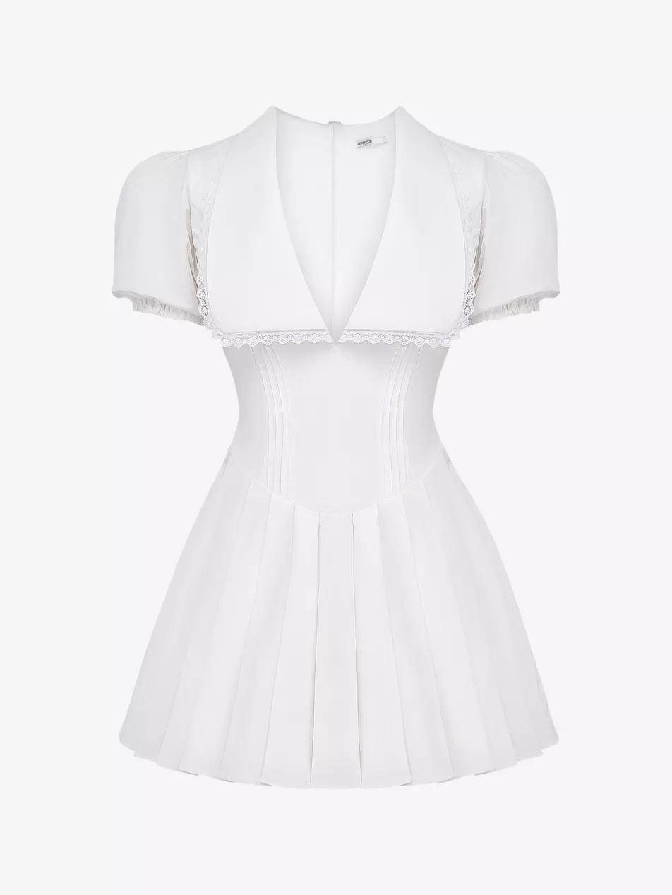 Piera oversize-collar puff-sleeve stretch-cotton mini dress | Selfridges