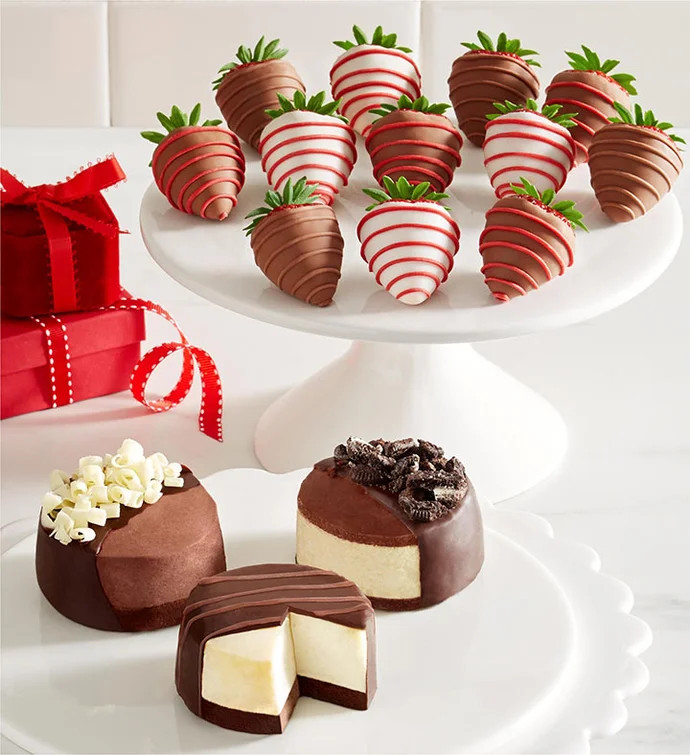 Cheesecake Trio with Love & Romance™ Dipped Strawberries | Shari's Berries