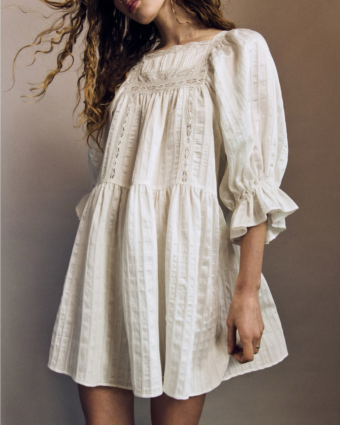 White ruffle puff sleeve boho dress 
Spring outfit 

#LTKSeasonal