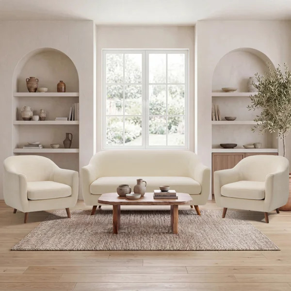 Kaya 3-Piece Modern Living Room Sofa Set With Loveseat And Accent Chair | Wayfair North America