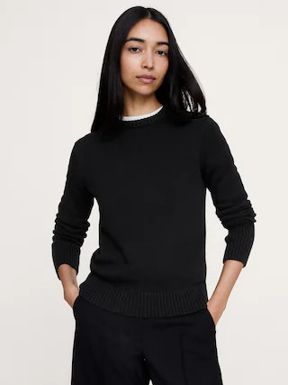 Larkspur Cotton-Silk Crew-Neck Sweater | Banana Republic (US)
