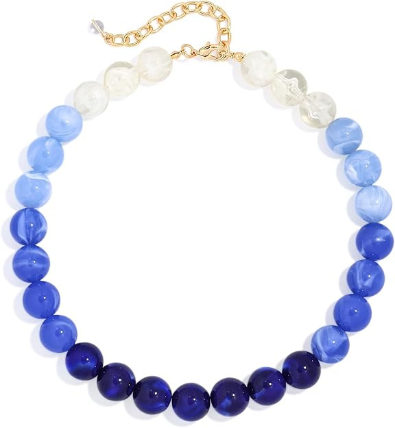 Chunky Beaded Necklace for Women Boho Statement Bead Necklace Adjustable Lightweight Choker with ... | Amazon (US)