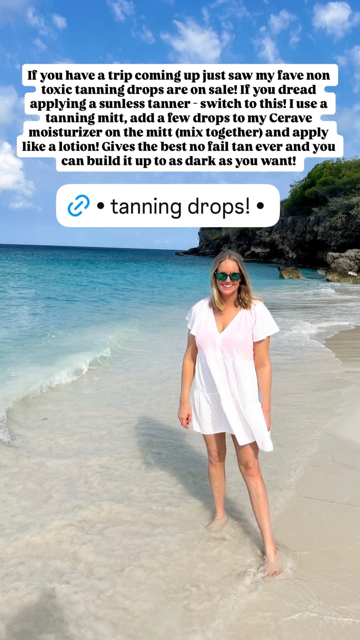 If you have a trip coming up just saw my fave non toxic tanning drops are on sale! If you dread applying a sunless tanner - switch to this! I use a tanning mitt, add a few drops to my Cerave moisturizer on the mitt (mix together) and apply like a lotion! Gives the best no fail tan ever and you can build it up to as dark as you want!