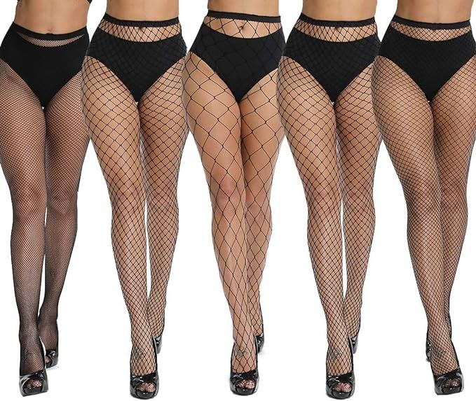 akiido High Waist Tights Fishnet Stockings Thigh High Stockings Pantyhose | Amazon (US)