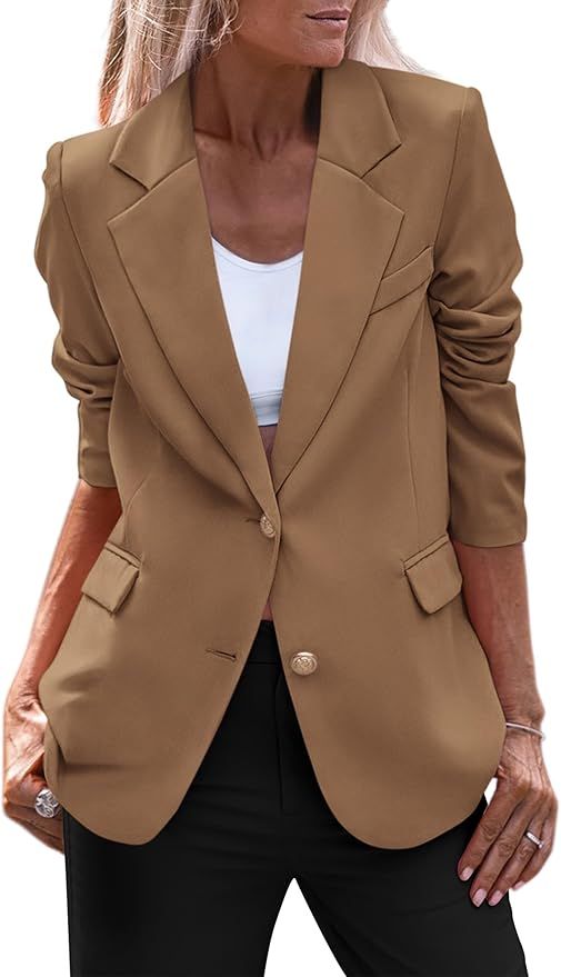 PRETTYGARDEN Women's 2024 Fall Business Casual Blazers Long Sleeve Notch Lapel Trendy Work Office... | Amazon (US)