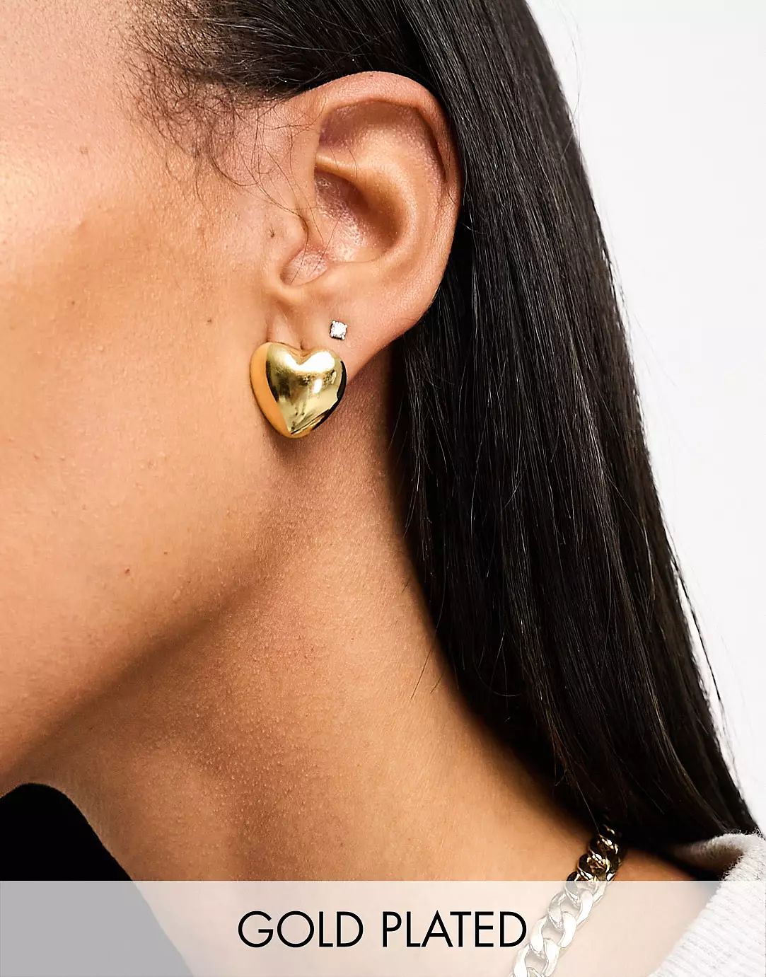 ASOS DESIGN 14k gold plated stud earrings with puff heart design | ASOS (Global)